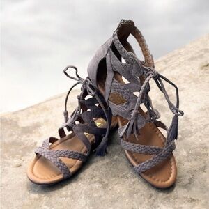 Sonoma Sally Gladiator Sandals 7.5 Mushroom Braided Zip Comfort